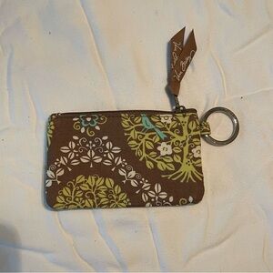 Vera Bradley Brown and Green Floral Keychain Wallet